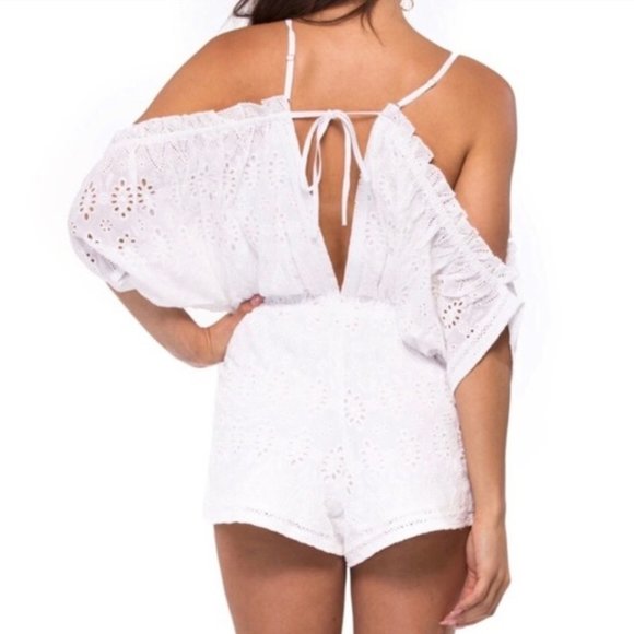 Revolve Lovers + Friends Malia White Eyelet Romper - Picture 7 of 7